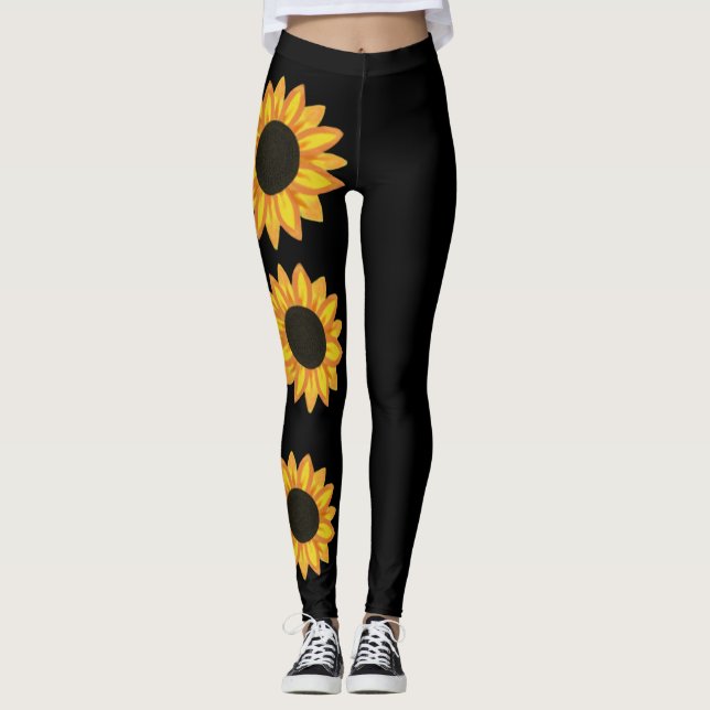 Sunflower Sporty Chic Activewear Black Leggings (Front)