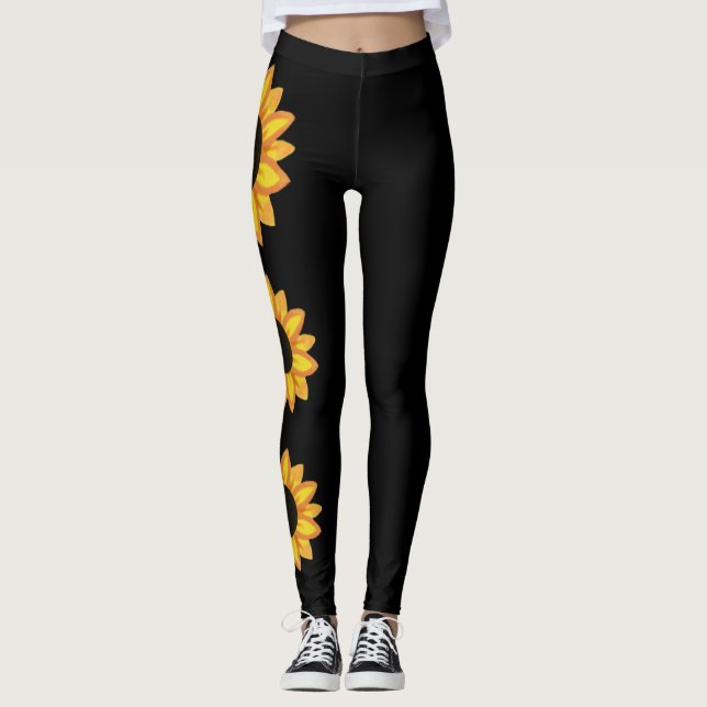 Sunflower Sporty Chic Activewear Black Leggings (Front)