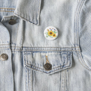 sunflower spring 3 cm round badge