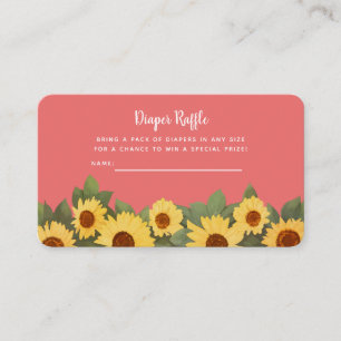 Sunflower Spring Baby Shower Diaper Raffle Business Card