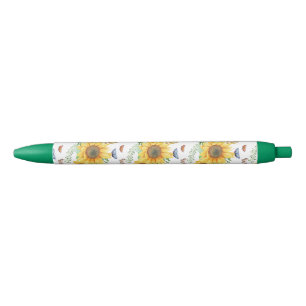 sunflower spring black ink pen