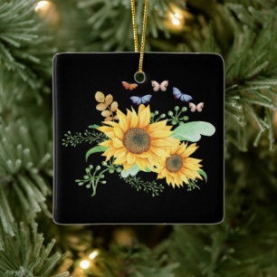 sunflower spring ceramic ornament