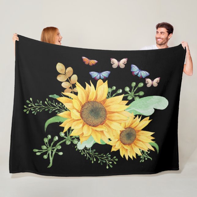 sunflower spring fleece blanket (In Situ)