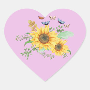 sunflower spring heart sticker
