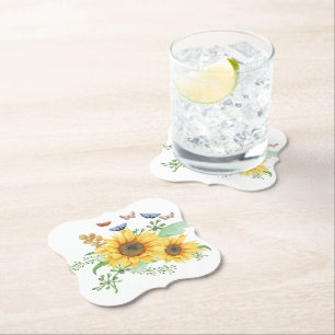 sunflower spring paper coaster
