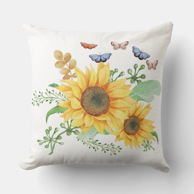 sunflower spring throw pillow (Front)