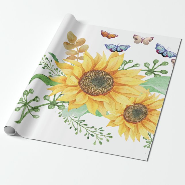 sunflower spring wrapping paper (Unrolled)