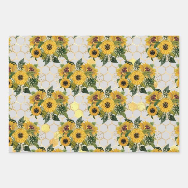 Sunflower Spring Wrapping Paper Sheet (Front)