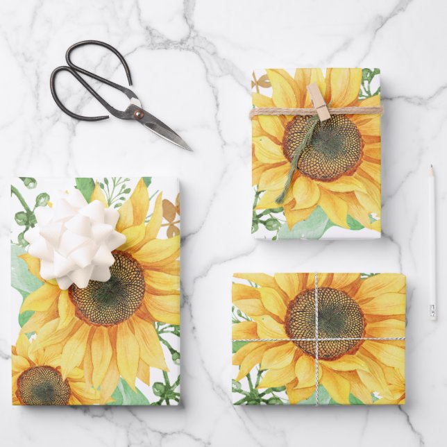sunflower spring wrapping paper sheet (Front)