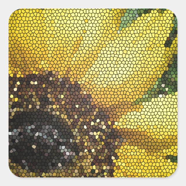 Sunflower Spring Yellow Flower Mosaic Floral Square Sticker (Front)