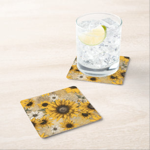 Sunflower Square Paper Coaster