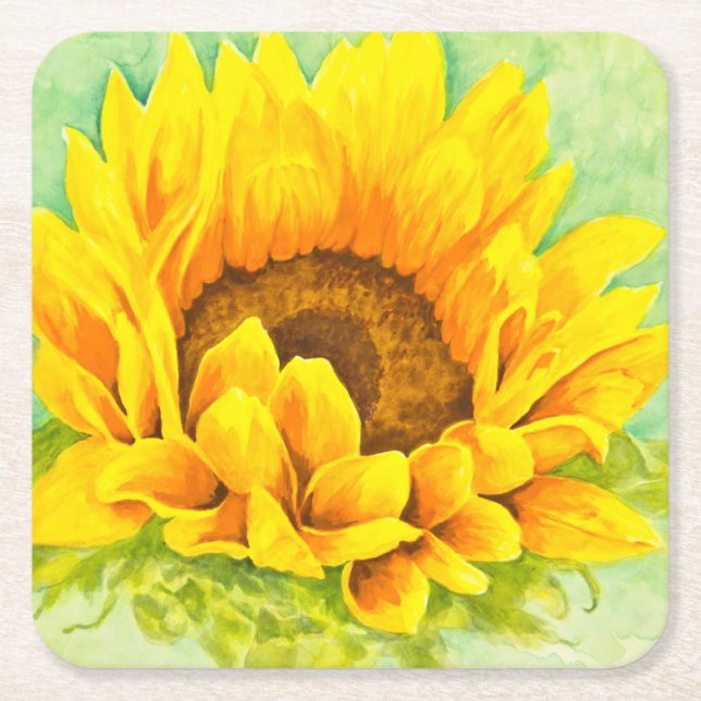 Sunflower Square Paper Coaster (Front)