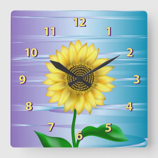 Sunflower Square Wall Clock (Front)