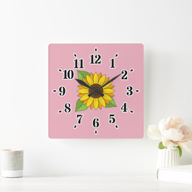 Sunflower Square Wall Clock (Home)