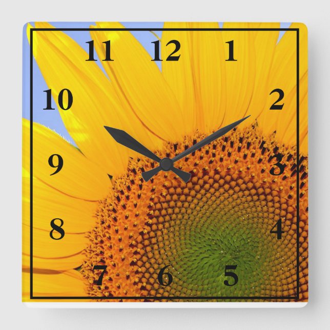 Sunflower Square Wall Clock (Front)