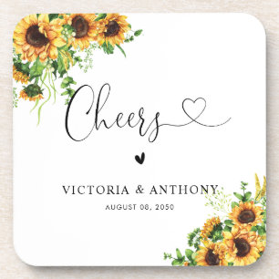 Sunflower Square Wedding Coaster