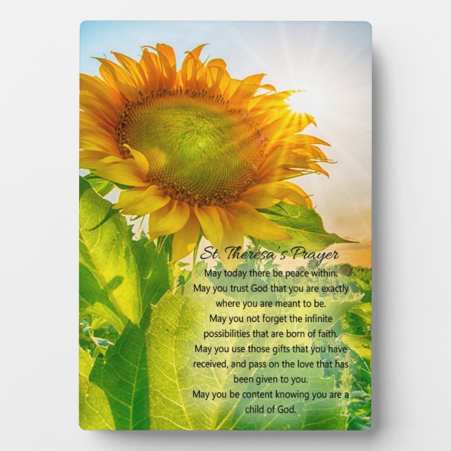 Sunflower St. Theresa Prayer  Plaque (Front)