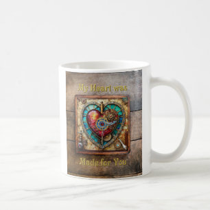 Sunflower Stained Glass Heart Steampunk Series Coffee Mug