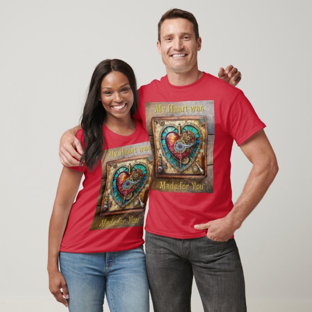 Sunflower Stained Glass Heart Steampunk Series T-Shirt (Unisex)