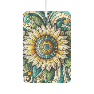 Sunflower Stained Glass Mosaic Car Air Freshener
