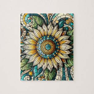 Sunflower Stained Glass Mosaic Jigsaw Puzzle