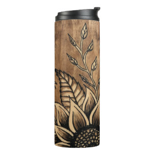 Sunflower Stained Wood Grain Tumbler