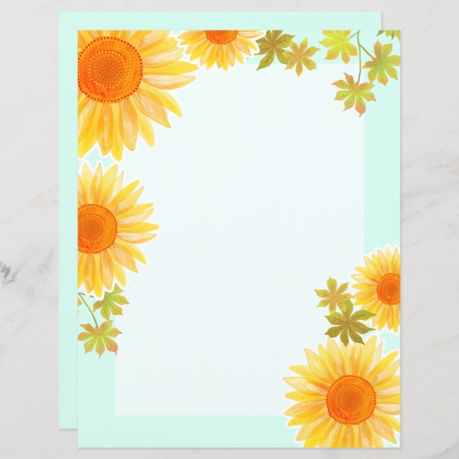 Sunflower Stationery Paper (Front/Back)
