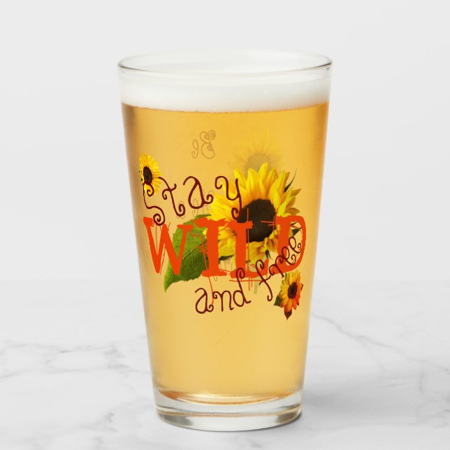 Sunflower Stay Wild and Free  Glass (Front Filled)