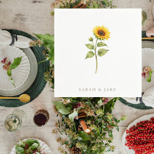 Sunflower Stem Couple Names Personalised Napkin