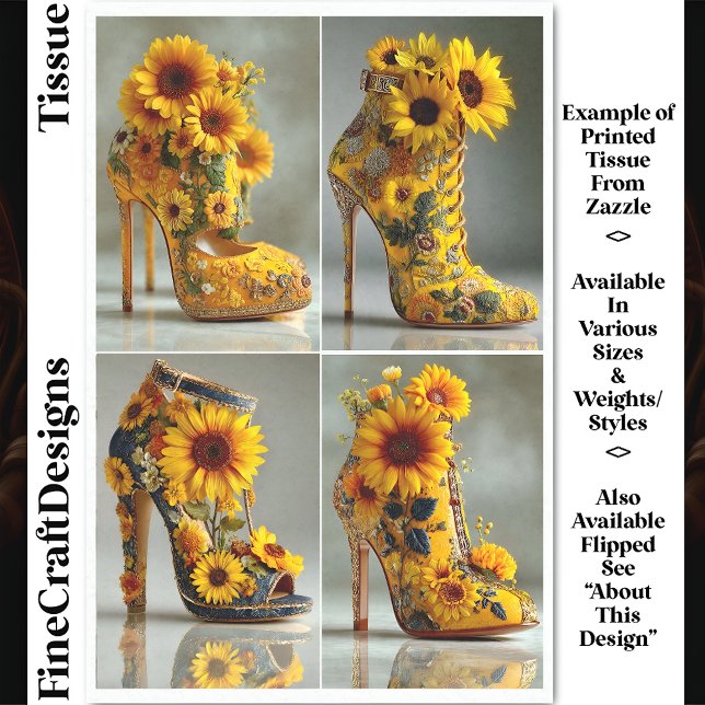 Sunflower Stiletto Heel Art DT3R Decoupage Tissue Paper (Creator Uploaded)