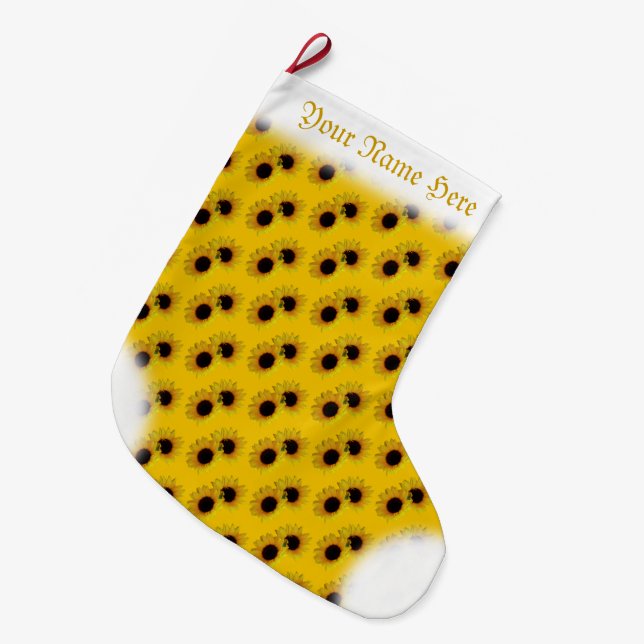 Sunflower Stocking Gold Christmas Stocking Custom (Front (Hanging))