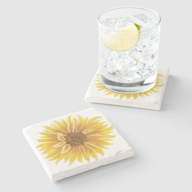 Sunflower Stone Coaster (Side)
