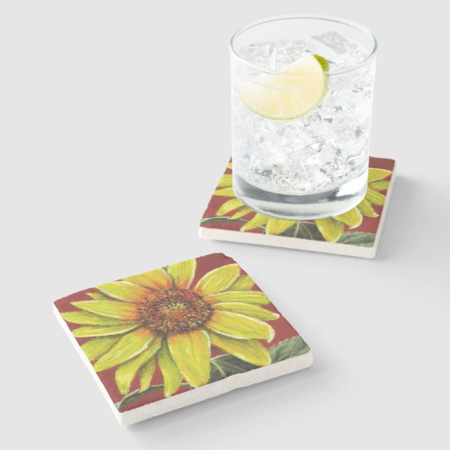 Sunflower Stone Coaster (Side)