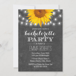 Sunflower & String Lights Bachelorette Party Invitation