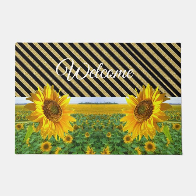 Sunflower Stripe Door Mat (Front)