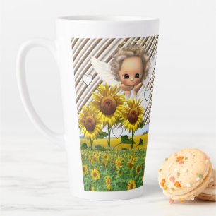 Sunflower Stripe Latte Mug Angel