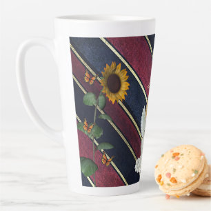 Sunflower Stripe Latte Mug Angel