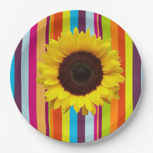 Sunflower Stripe Paper Plates