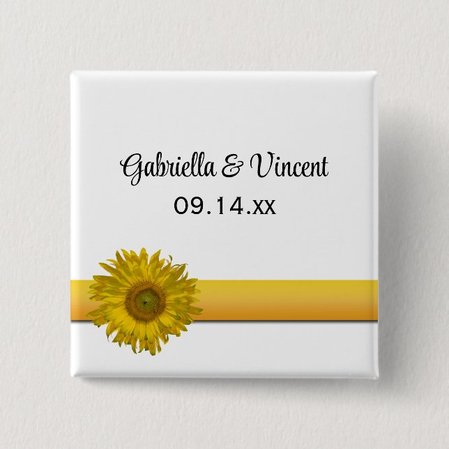 Sunflower Stripe Wedding 15 Cm Square Badge (Front)