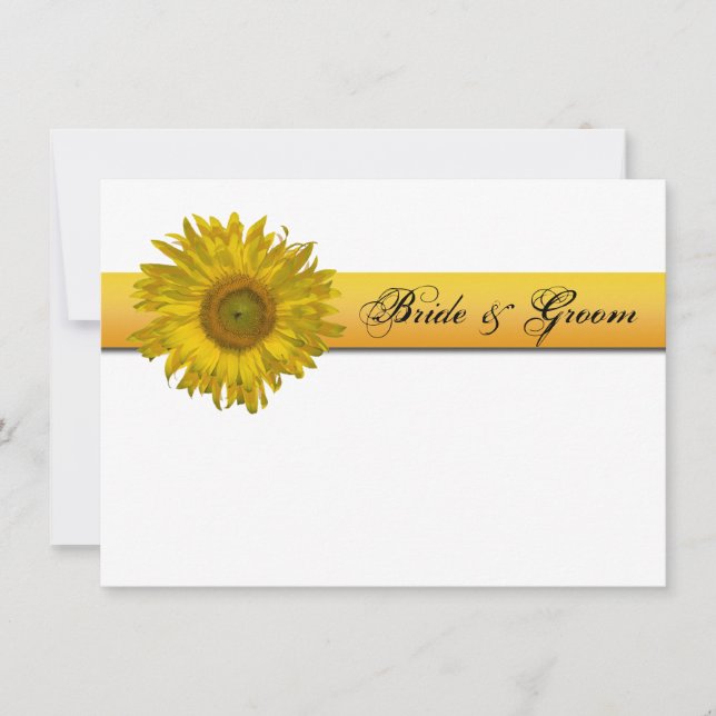 Sunflower Stripe Wedding Flat Stationery Note Card (Front)