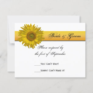 Sunflower Stripe Wedding RSVP Response Card