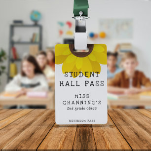 Sunflower Student Hall Pass ID Badge
