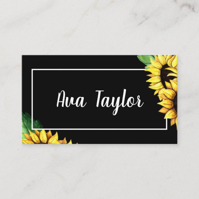 Sunflower Stylish Modern Girly Business Card (Front)