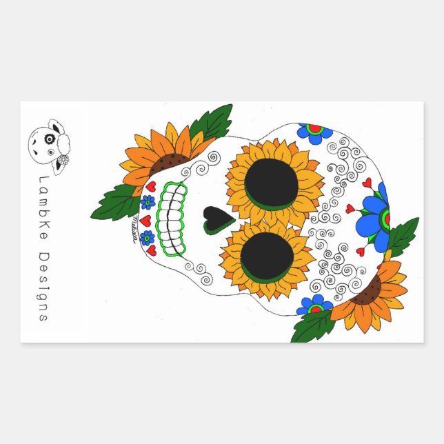 Sunflower Sugar Skull Sticker (Front)
