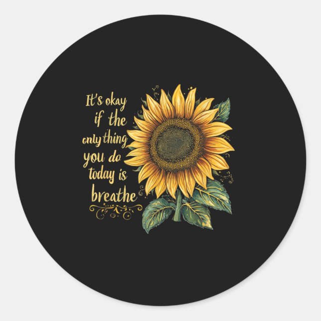 Sunflower Suicide Awareness  Classic Round Sticker (Front)