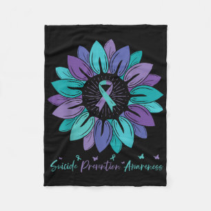 Sunflower Suicide Prevention Awareness Month Fleece Blanket