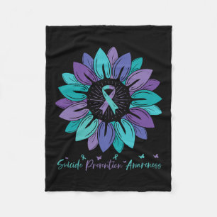 Sunflower Suicide Prevention Awareness Month Fleece Blanket