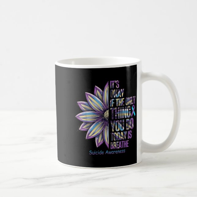 Sunflower Suicide Prevention Awareness Week Teal P Coffee Mug (Right)