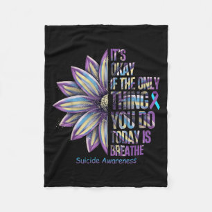 Sunflower Suicide Prevention Awareness Week Teal P Fleece Blanket
