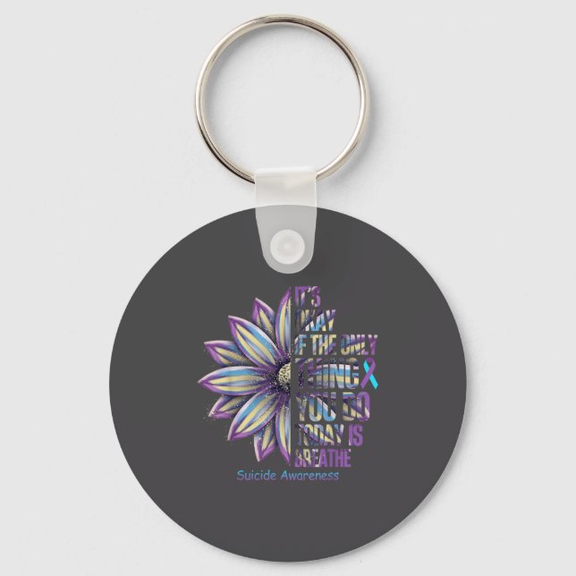 Sunflower Suicide Prevention Awareness Week Teal P Key Ring (Front)
